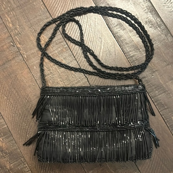 Mini Shoulder Purse Beaded Black Evening Bag - Picture 2 of 14